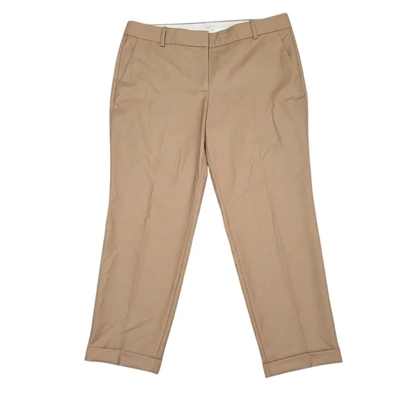 J Crew Café Capri Pant Women's Size 8 Tan 100% Wool Petite Career Quiet Luxury