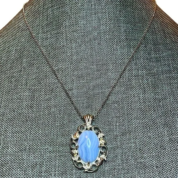 Black Hills Gold 925 Silver Agate Pendant Necklace With 12K‎ Red & Yellow Gold