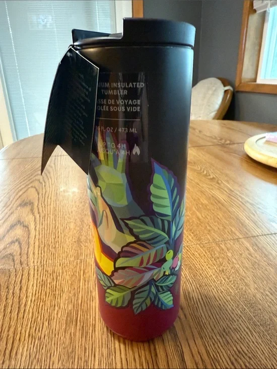 Starbucks ASL Vacuum Insulated Tumbler with Tropical Leaf Design 16oz