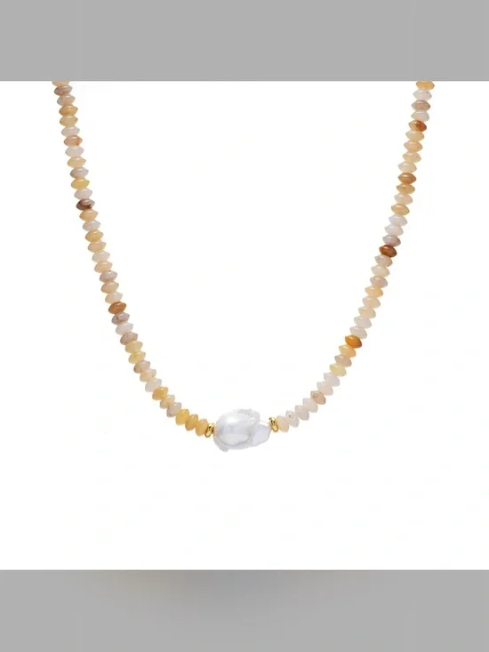 Mayamar Topaz Stones and Fresh water Baroque Pearl Necklace