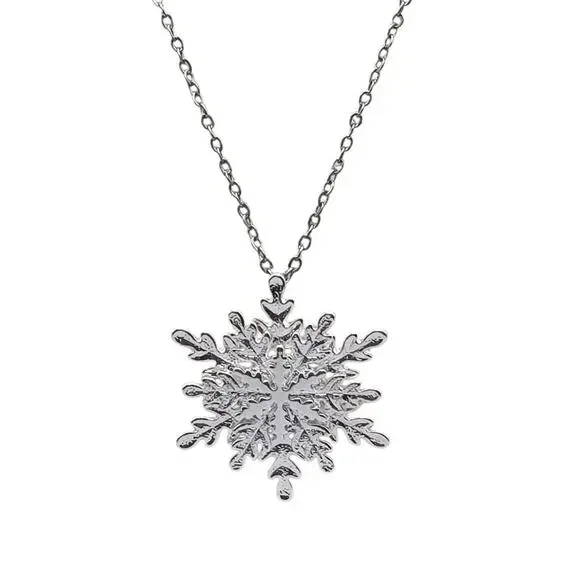 Snowflake Pendant Necklace Silver Signed Best - Vintage Winter Romantic Delicate