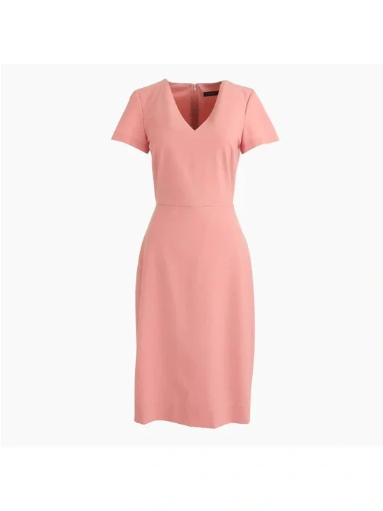 J. Crew Italian Stretch Wool V-Neck Cap Sleeve Sheath Dress Blush Pink 8
