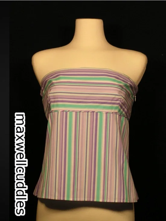 J CREW KATHRYN BROADCLOTH COTTON TUBE TOP New W/ Tags Lilac mint green stripe 10