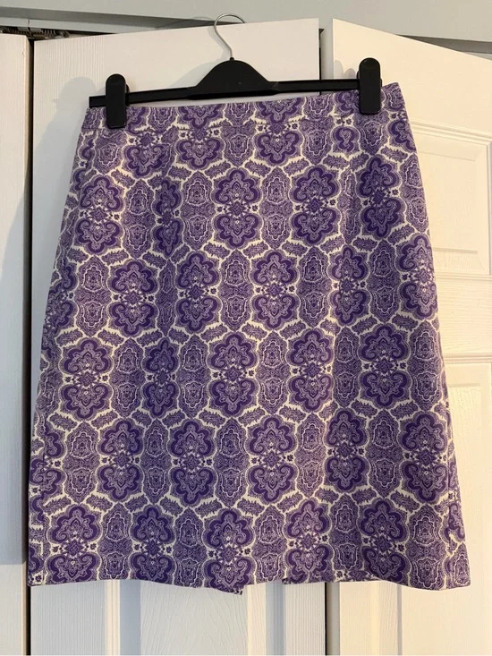J. Crew Purple Printed Pencil Skirt