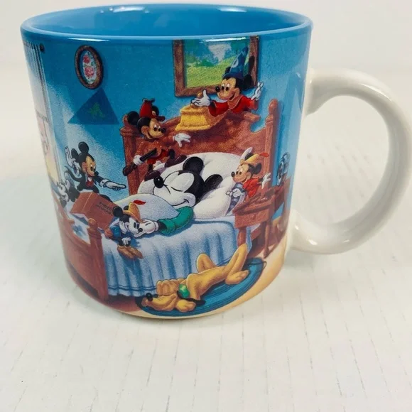 Disney Mickey Mouse Through The Years 12 oz Coffee Mug Vintage Retired Blue