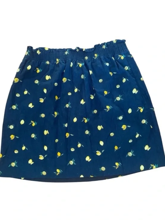 J.Crew Factory Lemon Print Linen Blend Mini Skirt Pull On Pockets Size 10