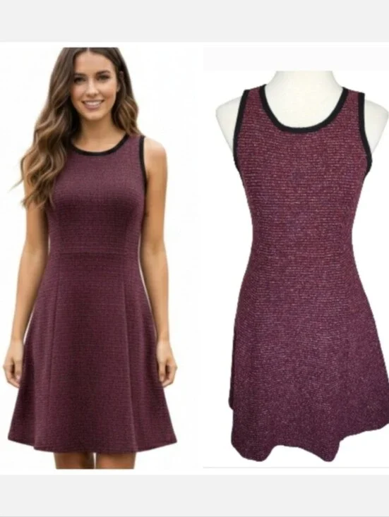J Crew Burgundy Maroon sleeveless tweed dress Fit and Flair Women's size 6