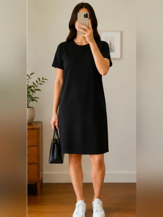 J.Crew Black Lightweight T-shirt Dress, Large