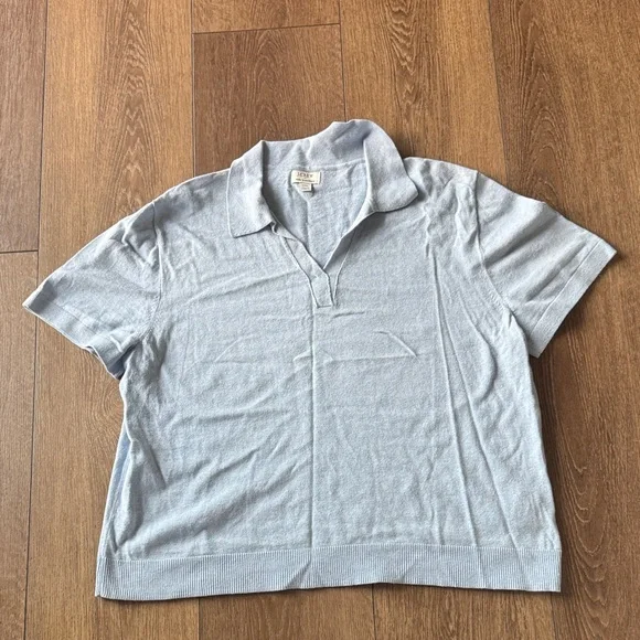J Crew Light Blue Short-Sleeve Knit Polo Shirt
