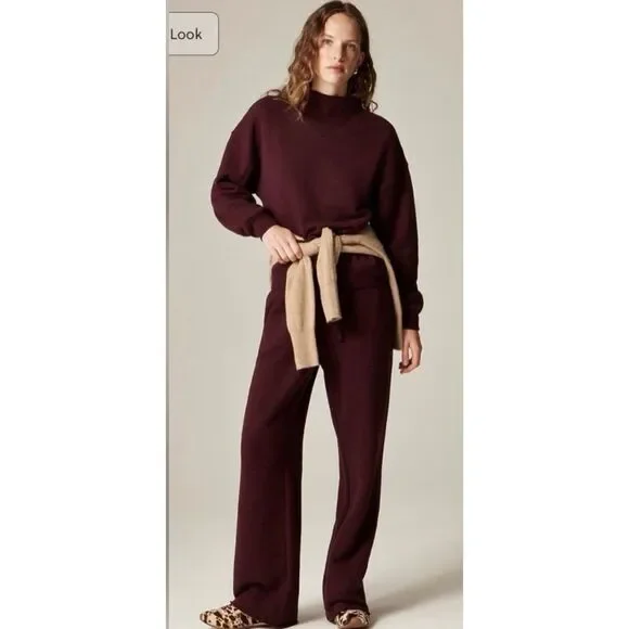 J. Crew Heritage terry wide-leg sweat-pant Maroon NWT size S