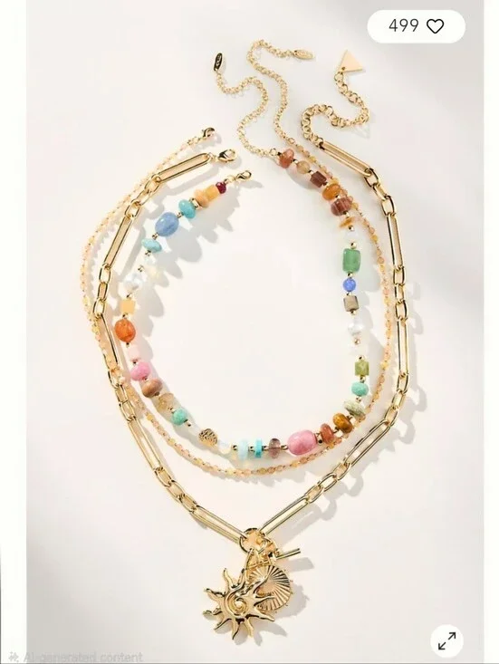 NWT! Anthropologie, Shades of Sea Layered Necklaces, Set of 3: Charm Edition