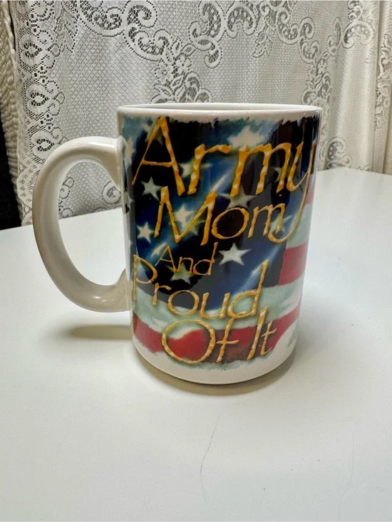 Army Mom Ceramic Coffee Mug - Patriotic Red White Blue