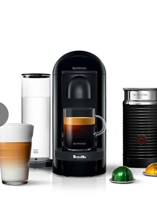 Breville Nespresso VertuoPlus Coffee Maker in Black with Chrome Accents