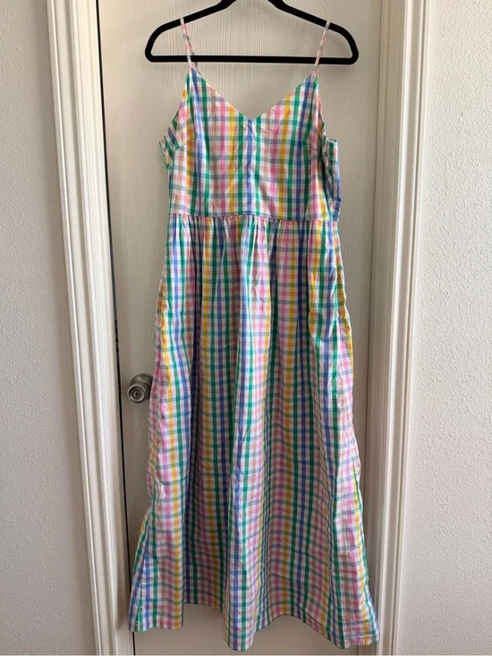 J. Crew Pastel Multi-Color Gingham Maxi Dress