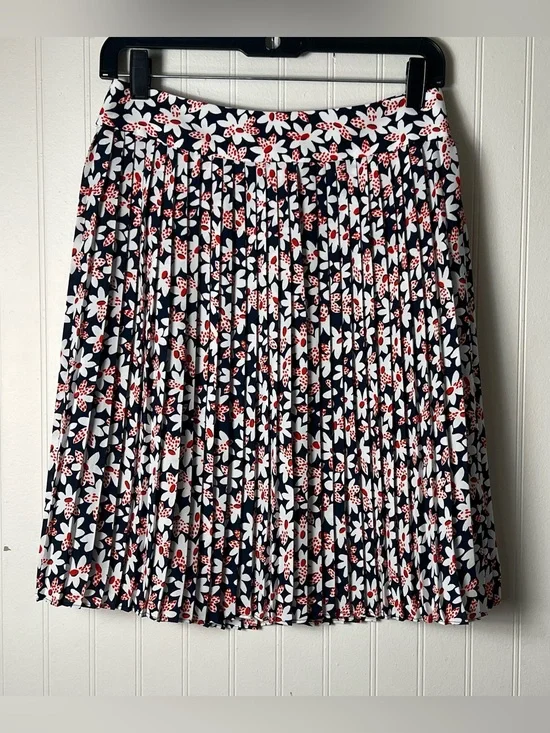 J. Crew Navy Red Floral Pleated Skirt Size 4