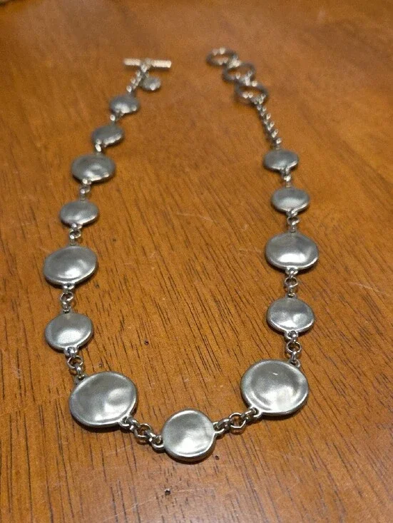 Jones New York Silver Disc-Link Necklace - Polished Concave Circles