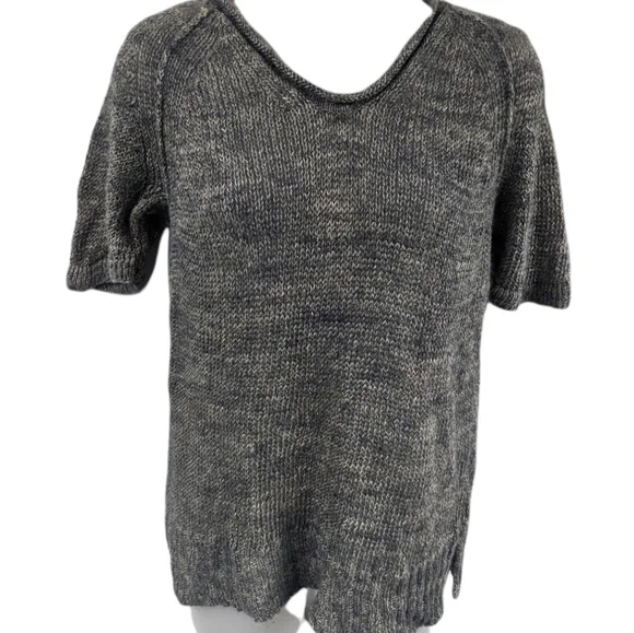 J Crew Variegated Wool Blend Short Sleeve Knit Sweater Sz M