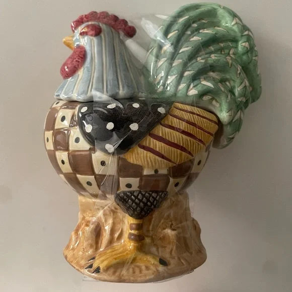 collectible ceramic Sakura Debbie Mumm Rooster‎ Condiment Dish or Sugar Bowl