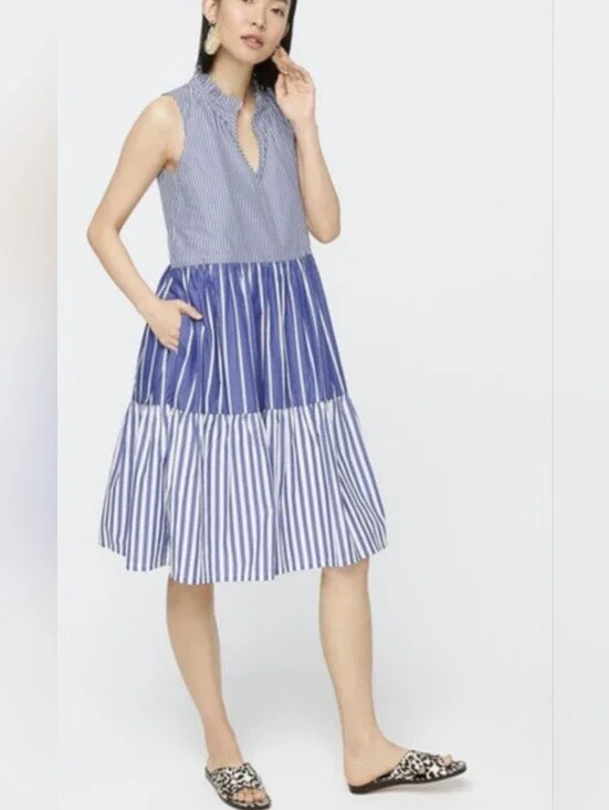 J.crew Cotton Popover Striped Feminine  Midi Dress 310