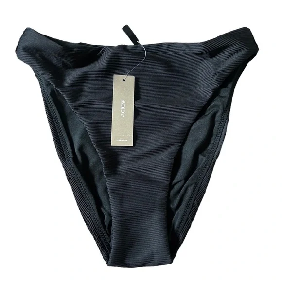 NWT J. Crew Ribbed Black Bikini Swim Bottoms Only XS