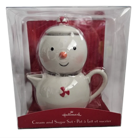 Hallmark Snowman Cream And Sugar Stacking‎ Set NIB