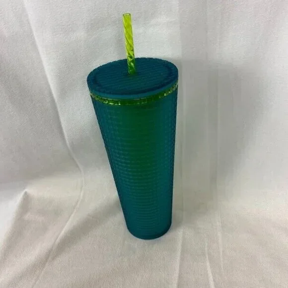 Starbucks‎ Winter 2022 Green / Yellow / Blue Studded Grid 24oz Venti Tumbler Cup