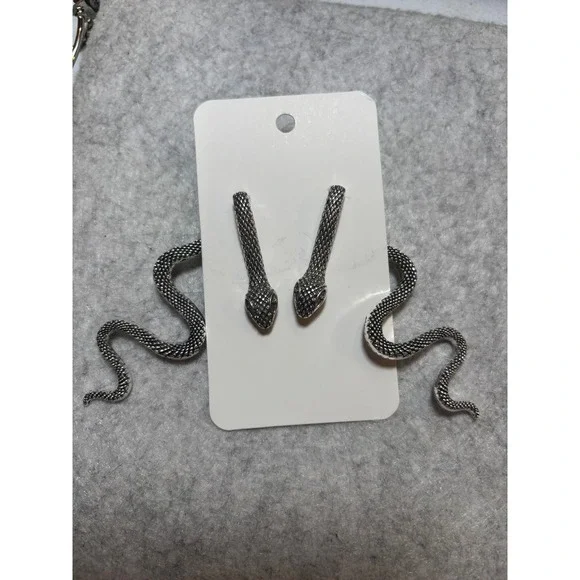#52. Silver-colored Snake Jacket Earrings