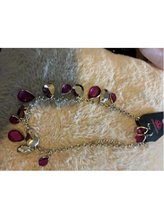 Women's Paparazzi Purple Silver Teardrop Necklace One Size