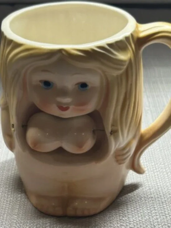 Vintage 70s Spencer Gifts Ceramic Mug Nude Risqué Cup
