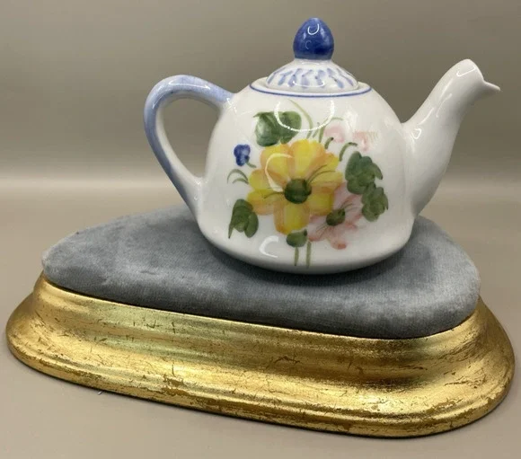 Miniature Hand painted Teapot Andrea By Sadek