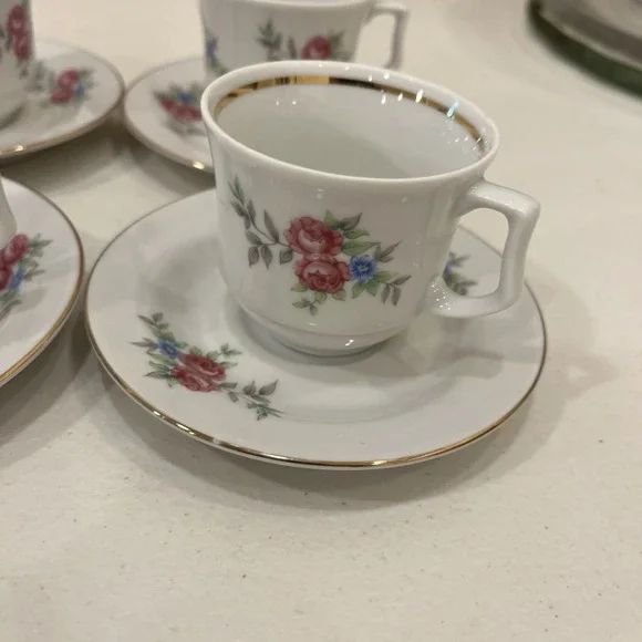 JLMENAU Graf Von Henneberg Childrens Doll Floral Porcelain Tea Set Teapot 6 Cups