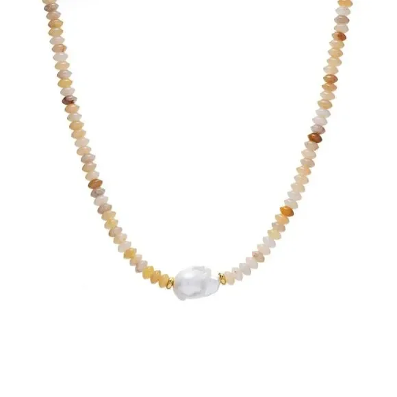 Topaz Beaded Baroque Pearl Necklace