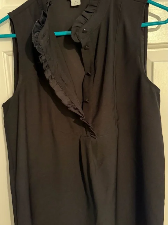 J. Crew Black Sleeveless Ruffle-Trim V-Neck Camisole