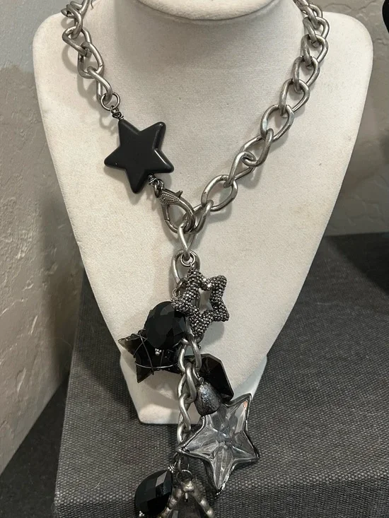 Art by Amy Black Star Charm Statement Necklace - Women Jewelry