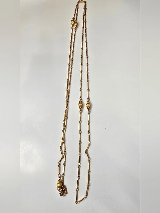 Vintage Monet Gold-Tone Long Beaded Station Necklace