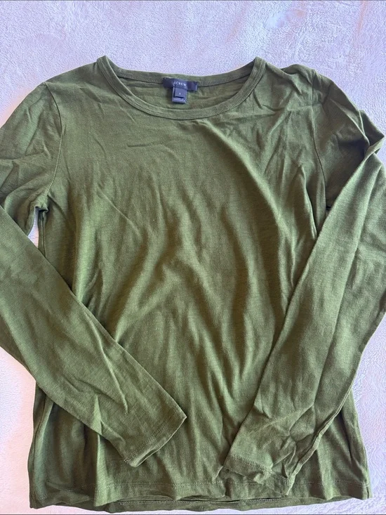 J. Crew Olive Green Long Sleeve Crewneck Tee