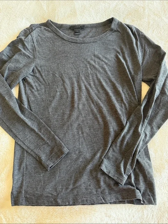 J. Crew Long Sleeve Crewneck Tee - Charcoal Gray
