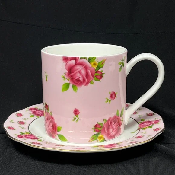 Royal Albert New Country Roses Pink Mug Saucer Set Gift Cottage Romantic Mother