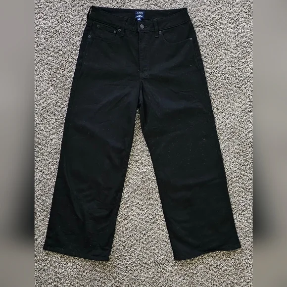 J. Crew Curvy Wide-Leg Crop Jeans in Black Size 28