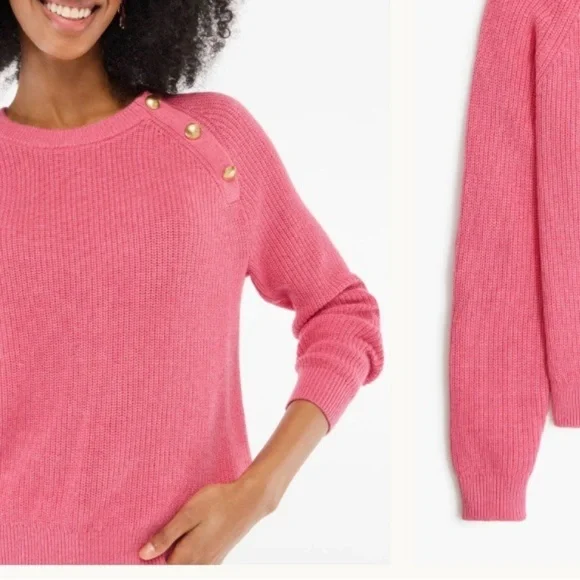 J Crew Button Raglan Crewneck  Sweater Size S