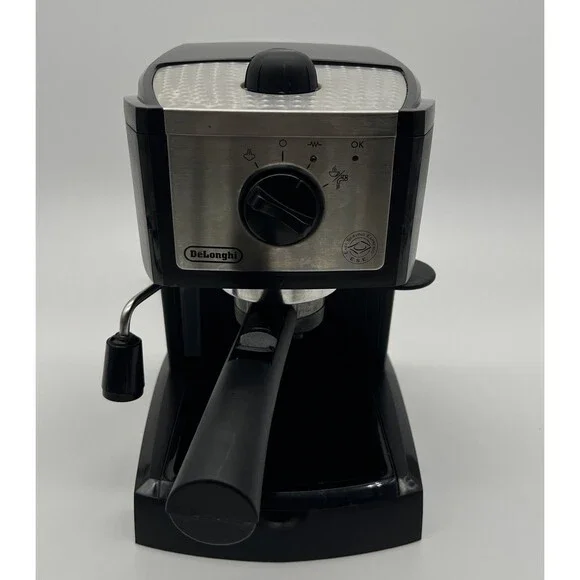DeLonghi EC155 Espresso Machine Black/Silver Portafilter Filter Frother  No Tray