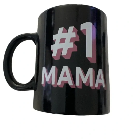 1 Mama Black Mug –16 oz Ceramic Coffee Mug for Mom, Birthday & Mother’s Day Gift