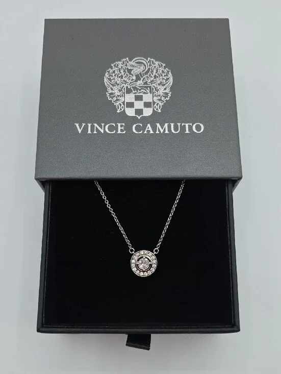 Vince Camuto Freya Silver Crystal Halo Pendant Necklace