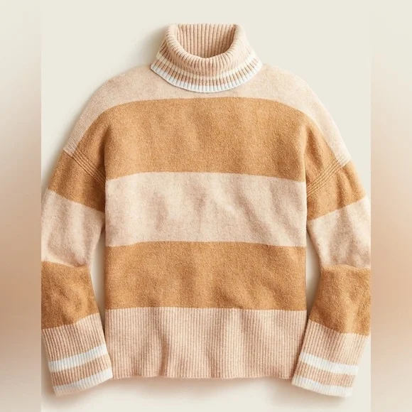 J. Crew Striped Turtleneck Sweater Supersoft Yarn