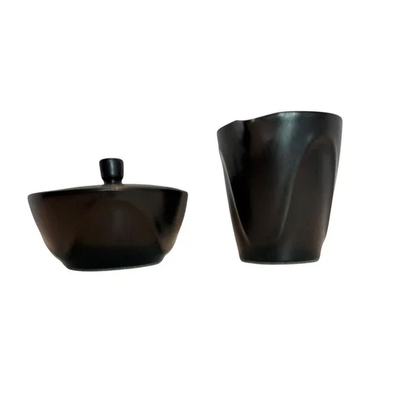 Dansk sugar & creamer‎ vintage Origami dark brown midcentury modern 60s
