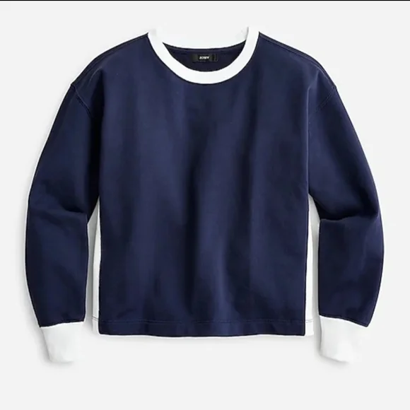 J.Crew University terry cotton cropped sweatshirt XL NAVY BNWT RETIRED 1 Left!