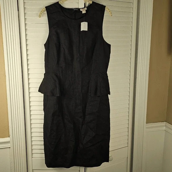 J. Crew Black Sleeveless Peplum Sheath Dress