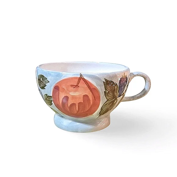 Mesa International Santa Rosa Blue Floral Fruit Handpainted Coffee / Tea Cup