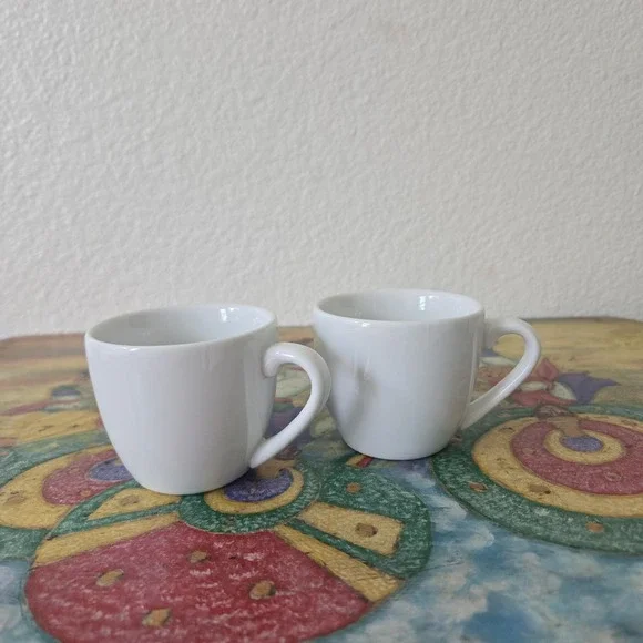 Williams Sonoma Open Kitchen Collection Espresso  White Coffee Cups 2