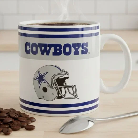 Dallas Cowboys Coffee Cup Mug NFL Football Helmet Logo Vintage Russ Berrie Korea